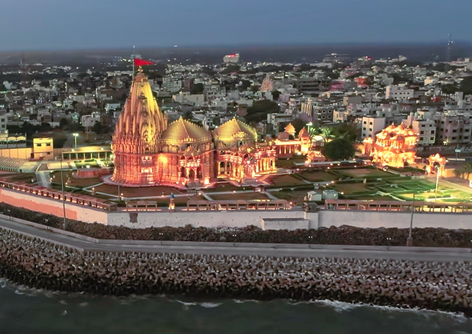The Somnath Temple on the Arabian Sea coast at Prabhas Patan
